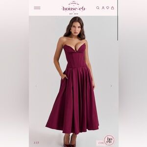 LADY
Wine Strapless Midi Dress House of CB